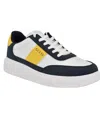 Guess Men's Chaze Lifted Lace Up Fashion Sneakers In Navy,white,yellow