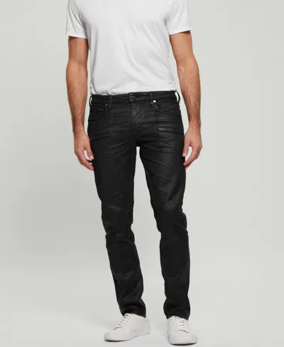 Guess Men's Coated Denim Slim Tapered Zip Jeans In Dark Wash
