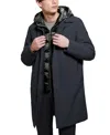 Guess Men's Colin Raincoat With Removable Nylon Hooded Inset In Navy Sea