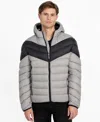 Guess Men's Color-block Puffer Jacket In Gray