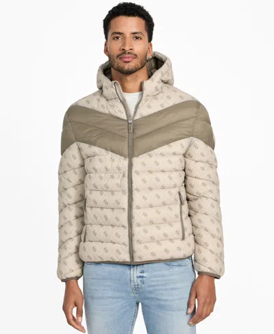 Guess Men's Color-block Puffer Jacket In Neutral