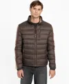 Guess Men's Color-block Puffer Regular-fit Jacket In Brown