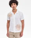 Guess Men's Conrad Regular-fit Embroidered Mesh Check Button-down Shirt