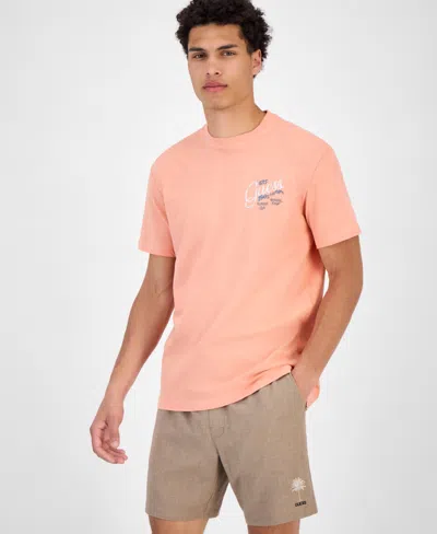Guess Men's Cotton & Linen Graphic Crewneck T-shirt In Fuji Sunrise
