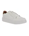 Guess Men's Creve Lace Up Low Top Fashion Sneakers In White,cognac