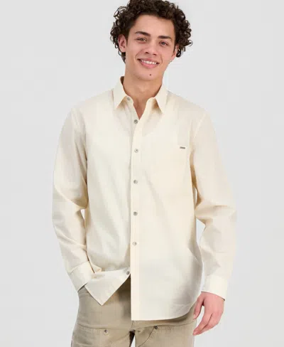 Guess Men's Crinkle Pocket Long-sleeve Shirt In Neutral