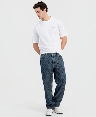 Guess Men's Damon Logo-print Cotton Relaxed Jeans In Blue
