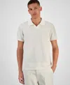 Guess Men's Dante Rib Knit Short-sleeve Polo Shirt In Resort Sand