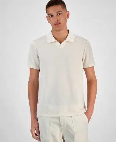 Guess Men's Dante Rib Knit Short-sleeve Polo Shirt In Resort Sand
