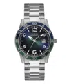 Guess Men's Date Silver Tone Stainless Steel Watch 42 Mm In Silver