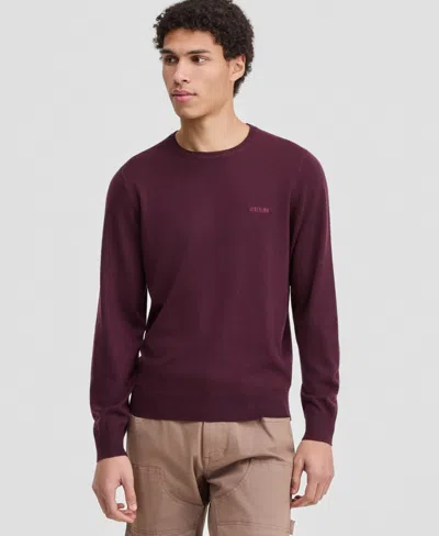 Guess Men's David Long-sleeve Crewneck Sweater In Wine Heather