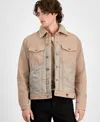 Guess Men's Dean Quilted Denim Jacket With Fleece Collar In Pasadena Stone Multi