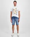 Guess Men's Denim Utility 9" Shorts In White