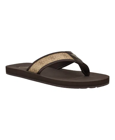 Guess Men's Dingle Casual Flip Flop Thong Sandals In Brown