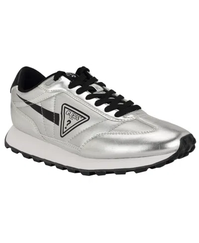 Guess Men's Dorion Lace Up Fashion Jogger Sneakers In Silver