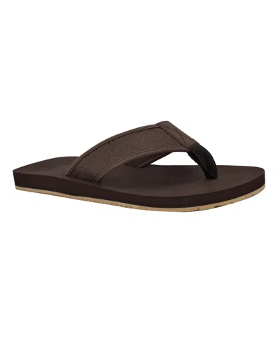 Guess Men's Dubbz Branded Thong Flip Flop Sandals In Dark Brown