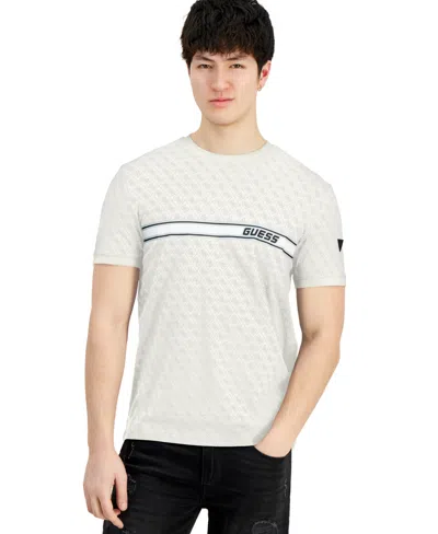Guess Men's Eco Jamey Logo T-shirt In 4g Aop White Tonal