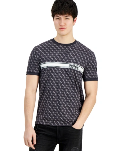 Guess Men's Eco Jamey Logo T-shirt In G Aop Black And White Print