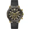 Guess Men's Multi-function Black And Gunmetal Genuine Leather And Silicone Watch 46mm In Black
