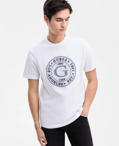 Guess Men's Embroidered Big G Logo T-shirt In White