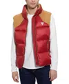 Guess Men's Fabric Block Puffer Vest In Chili Red Multi