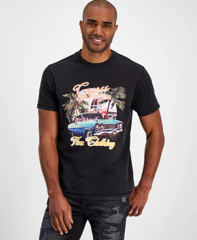 Guess Men's Fine Clothing Short Sleeve Crewneck Summer Car Graphic T-shirt In Black