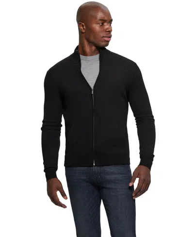 Guess Men's Fred Full Zipped Sweater In Black