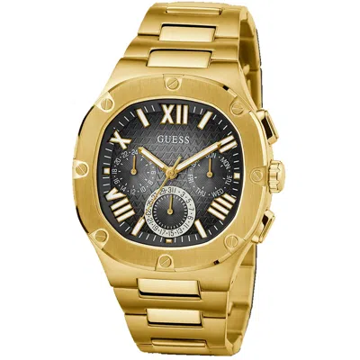 Guess Men's Gold Tone Multi-function Black Dial Watch