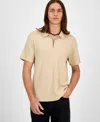 Guess Men's Grady Short Sleeve Textured Quarter-zip Polo Sweater In Brown