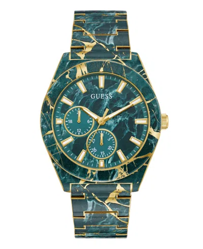 Guess Men's Green Multi-function Watch, 44mm In Gold