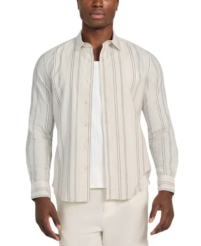 Guess Men's Harkin Relaxed-fit Stripe Button-down Shirt In Pearl White Multi