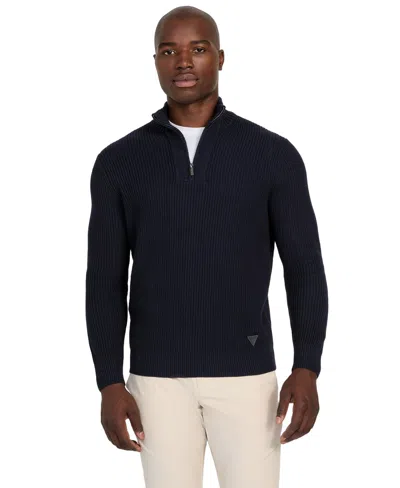 Guess Men's Headley Half Zip Mock Sweater In Black