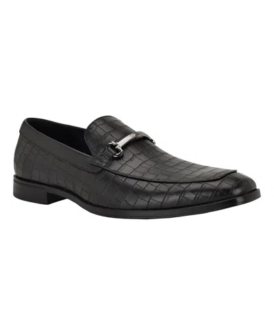 Guess Heben Croc Embossed Bit Loafer In Black