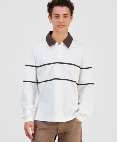 Guess Men's Herald Long-sleeve Polo Shirt In White