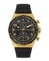 Guess Men's Multi-function Black Silicone Strap Watch, 46mm In Black