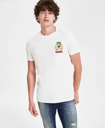 Guess Men's High Grade Palm Logo Graphic T-shirt In Pearl White Multi