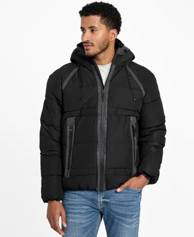 Guess Men's Hooded Ripstop Puffer Jacket In Multi