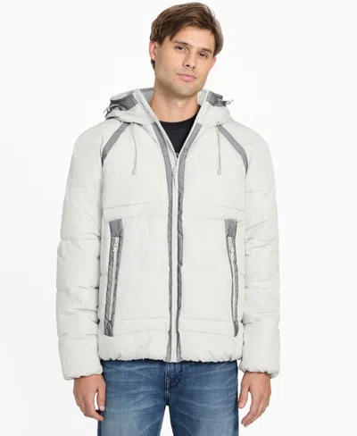 Guess Men's Hooded Ripstop Puffer Jacket In Multi