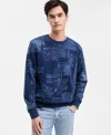 Guess Men's Indigo Paisley Print Sweatshirt In Animal Print