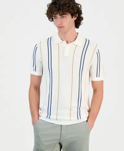 Guess Men's Intarsia Striped Short-sleeve Polo Shirt In Animal Print