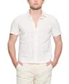 Guess Men's Mosley Regular-fit Textured Embroidered Floral Button-down Camp Shirt In White