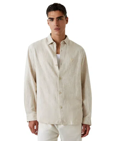 Guess Men's Jacquard Floral Long-sleeve Woven Shirt In Brown