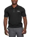 Guess Men's Jaiss Slim-fit Short Sleeve Quarter-zip Polo Shirt In Black