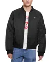 Guess Men's John Bomber Jacket With Removable Hooded Inset In Jet Black