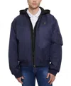 Guess Men's John Bomber Jacket With Removable Hooded Inset In Navy Sea Multi