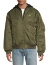 Guess Men's John Hooded Bomber Jacket In Green