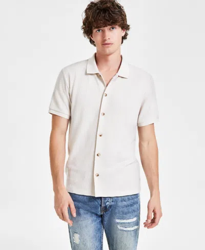 Guess Men's Joshua Textured-knit Button-down Shirt In Dreamy Moon
