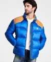 Guess Men's Larry Fabric Block Puffer Jacket In Gloaming Multi