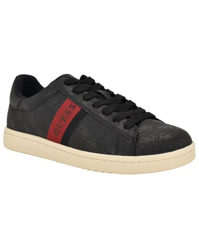 Guess Men's Lawrenzz Branded Lace-up Casual Sneakers In Black