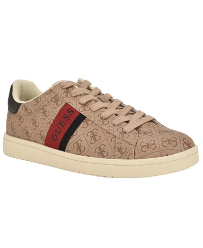 Guess Men's Lawrenzz Branded Lace-up Casual Sneakers In Brown